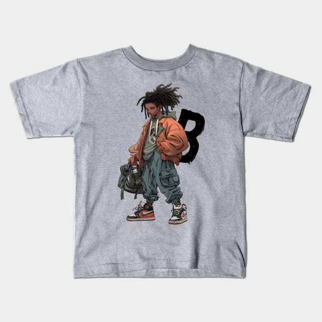 Street Gang Letter B Kids T-Shirt by JunkyDotCom